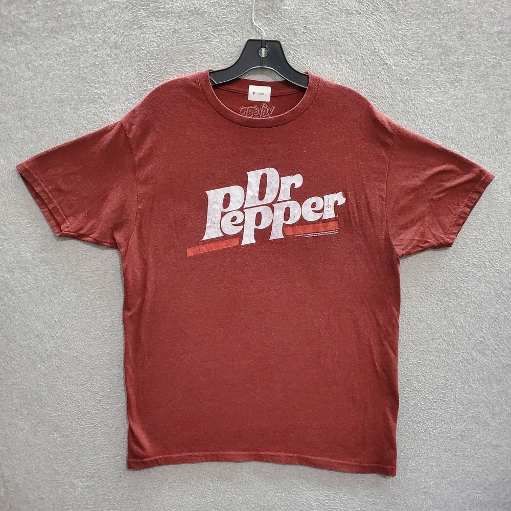 Dr Pepper Men T-Shirt‎ Large Red Logo Drink Soda Short Sleeve Tee